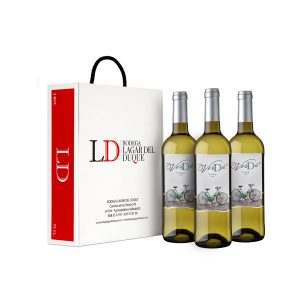 Estuche con 3 botellas de vino verdejo Duque, de la Bodega Lagar del Duque, un Vino de la Tierra de Castilla y Leó